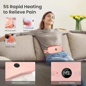 Period Cramp Relief Belt – Portable Electric Menstrual Heating Pad with Massager