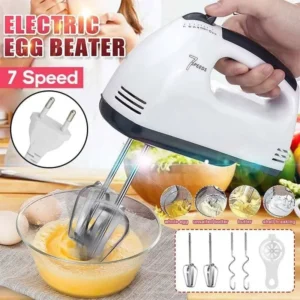7-Speed Electric Hand Mixer & Egg Beater with Stainless Steel Attachments