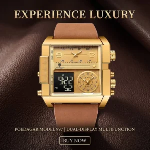 POEDAGAR Luxury Rectangle Men's Watch